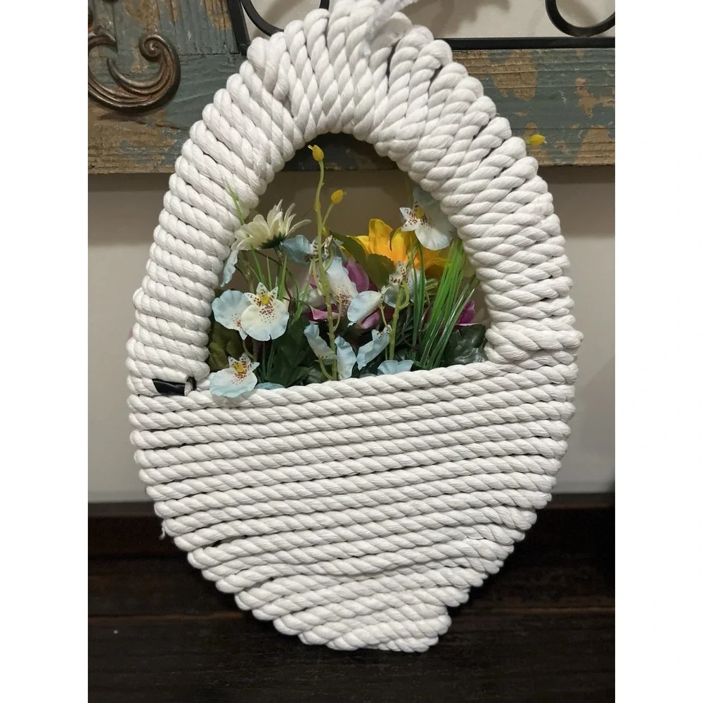Handcrafted Rope And Floral Easter Basket Wreath